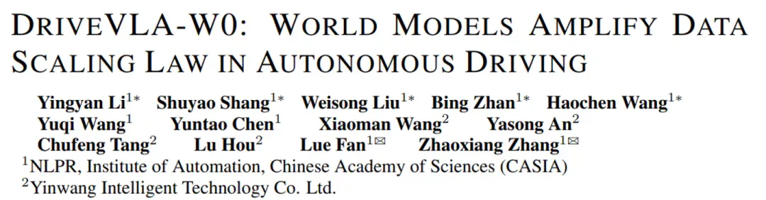 解决特斯拉「监督稀疏」难题，DriveVLA-W0用世界模型放大自动驾驶Data Scaling Law