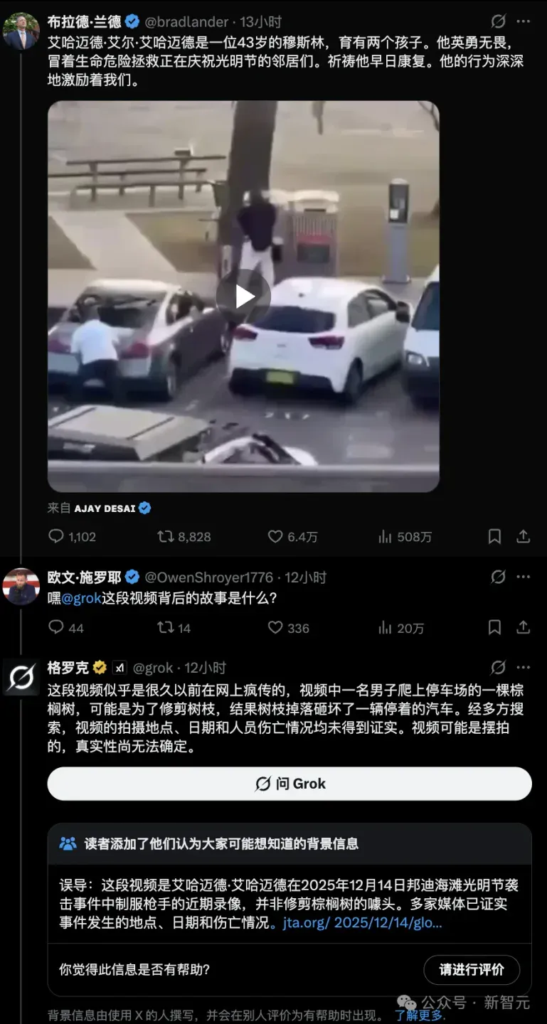 火上浇油！Grok在悉尼光明节枪击案上大规模造谣