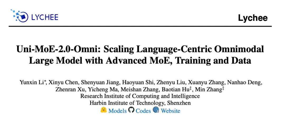 哈工大深圳团队推出Uni-MoE-2.0-Omni：全模态理解、推理及生成新SOTA