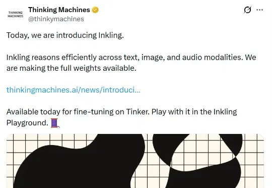 刚刚，Thinking Machines首发大模型 Inkling ：9750亿参数，完整开放权重