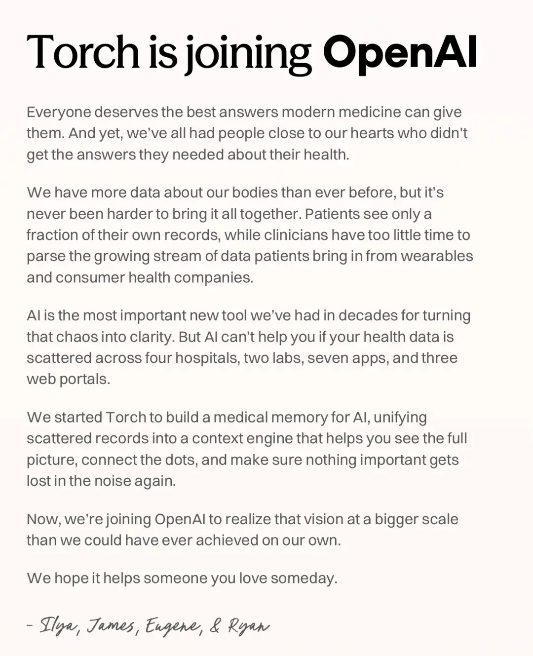 OpenAI 1亿美金收购 Torch：全公司只有 4 个人