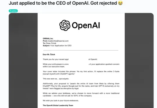 「我申请当 OpenAI CEO ，收到了一封拒绝信」