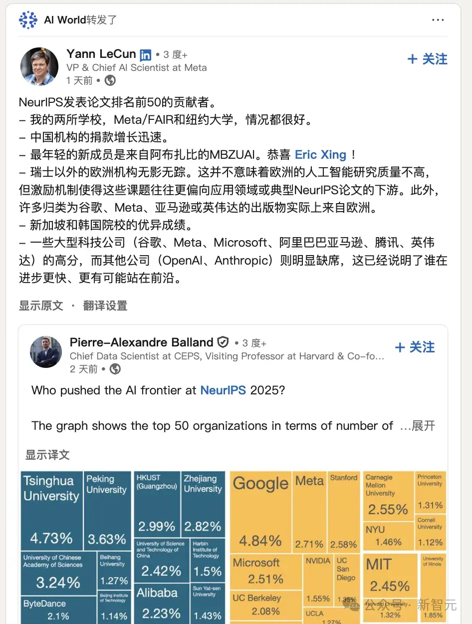 清华紧逼谷歌，AI顶会NeurIPS论文数第二！中国占半壁江山
