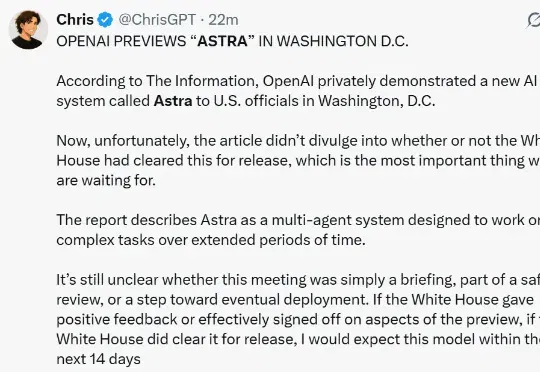 刚刚，OpenAI全新模型Astra曝光！