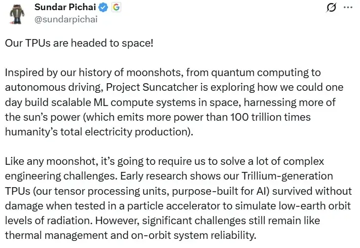 AI太空竞赛？英伟达H100刚上天，谷歌Project Suncatcher也要将TPU送上天