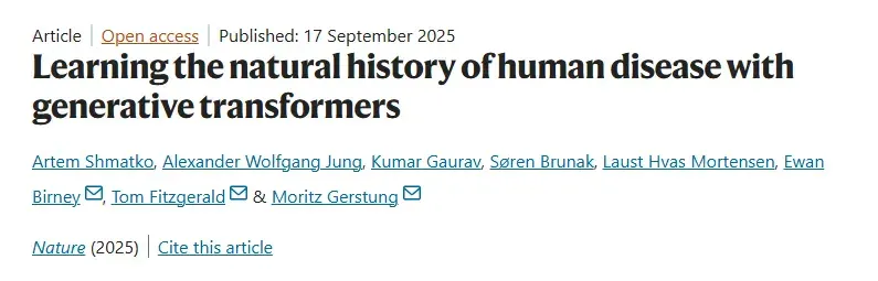 Nature重磅！科学家开发AI医疗大模型Delphi-2M，提前20年预测上千种疾病！准确率行业领先！
