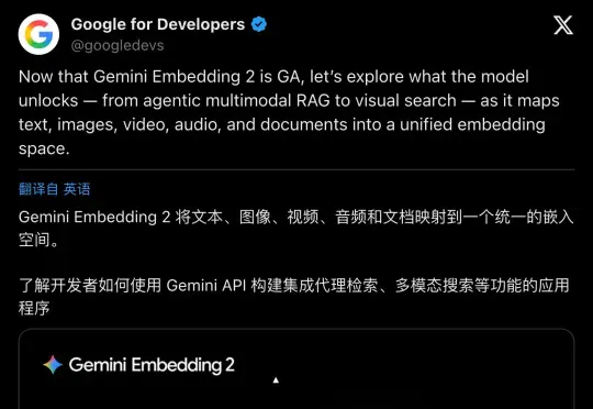 Google放大招：文字、图片、视频、音频、PDF，全部压进同一个向量空间！Gemini Embedding 2正式GA