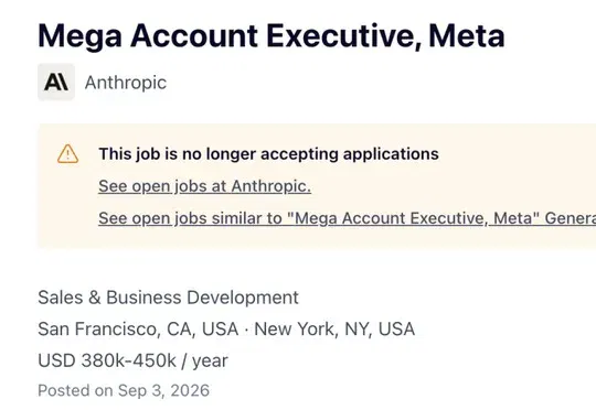 Anthropic 320万招销售,专崩Meta