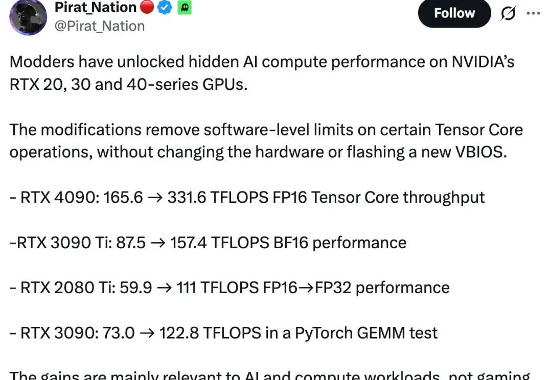 英伟达GPU隐藏算力被开源解锁！不改官方驱动，RTX 4090吞吐翻倍