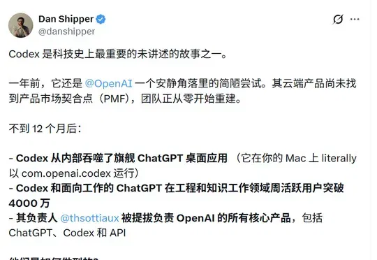 Tibo的Codex翻盘记：接手不到一年就吞掉了ChatGPT