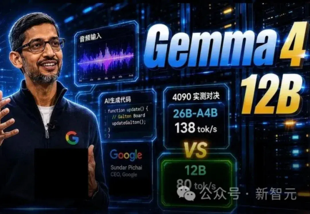 谷歌Gemma 4 12B震撼发布！全球下载破1.5亿，16G轻薄本封神