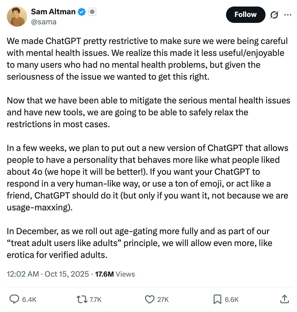 当 ChatGPT 要开始「搞黄色」，我都不敢想......