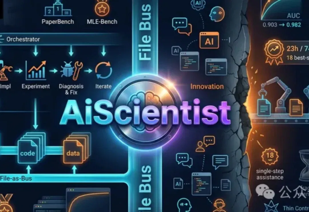 Agent不是关键！人大AiScientist实现23小时、74轮长程记忆