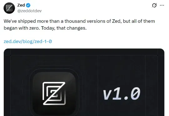 Zed 1.0上线即爆火！Atom 原班人马用 Rust 重塑AI编辑器，丝滑性能 + AI 原生，堪比游戏引擎！开发者：现在一点也不怀念 VS Code