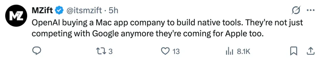 OpenAI收购macOS供应商，剑指GPT操作系统！微软也不装了