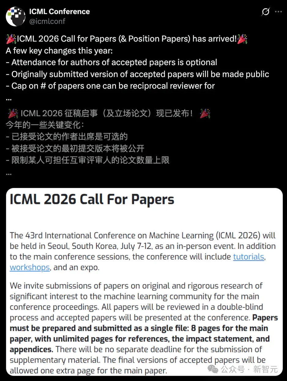 ICML 2026史上最严新规：LLM不得列为作者，滥用AI直接退稿