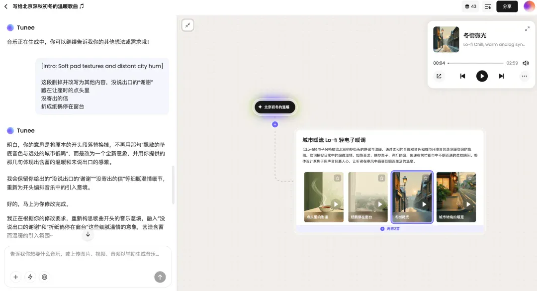 跟这个音乐Agent聊会儿，分分钟生成抖音神曲 | 对话音乐创作Agent产品Tunee