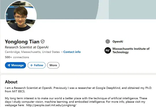 姚顺雨的OpenAI前同事田永龙，也加入腾讯了