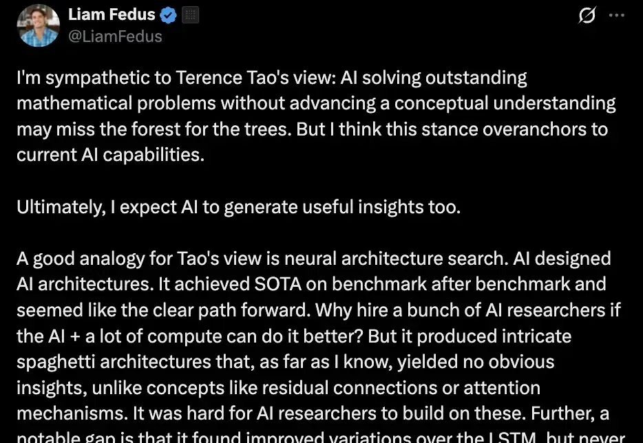 前OpenAI后训练VP回应陶哲轩：说AI毁了数学，可能还是太小瞧AI了