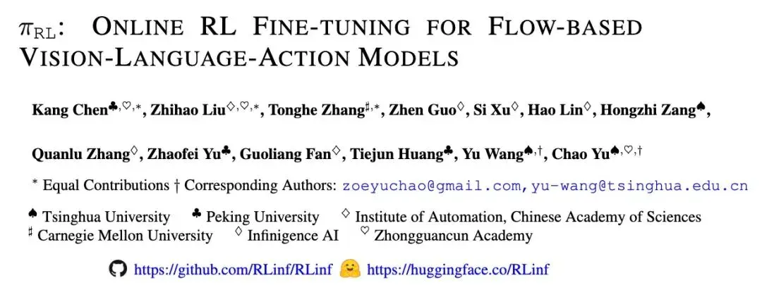RLinf上新πRL：在线强化学习微调π0和π0.5