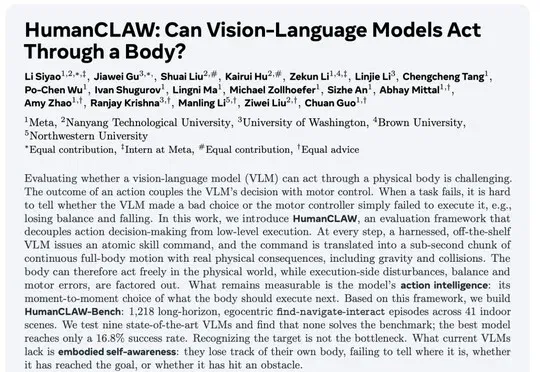Meta全开源HumanCLAW：基础模型正进入具身智能的决策层