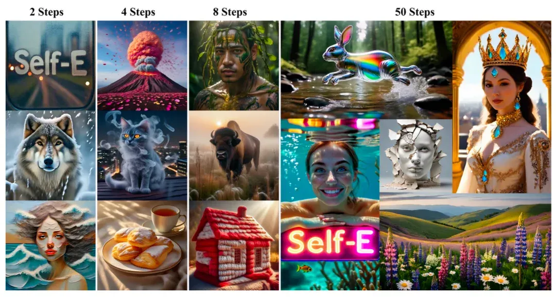 解锁任意步数文生图，港大&Adobe全新Self-E框架学会自我评估