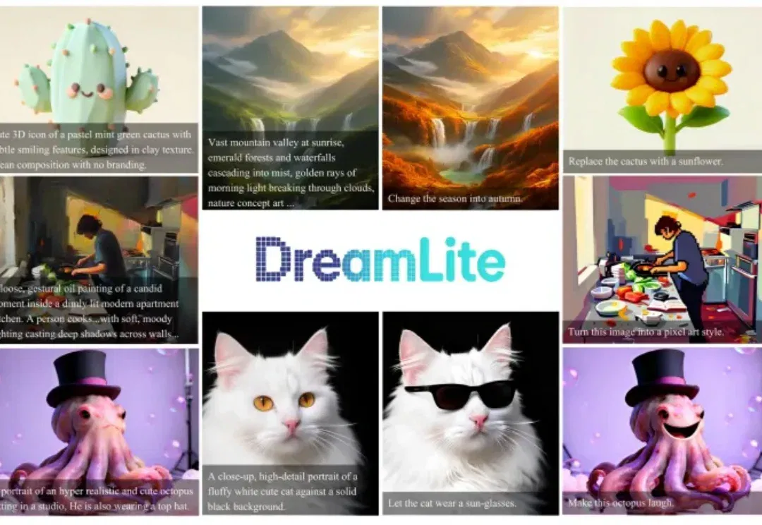 告别云端依赖!字节开源新作DreamLite让手机秒变 AI 画板