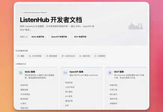 ListenHub ASR 语音识别 API 全新上线，无限免费！无限免费！