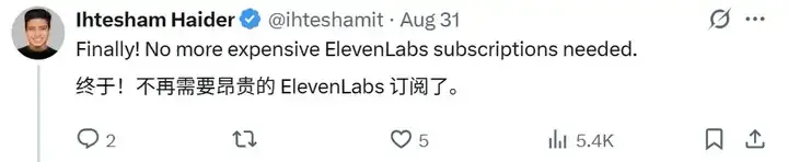 偶然刷到的一个逆天ElevenLabs开源平替！